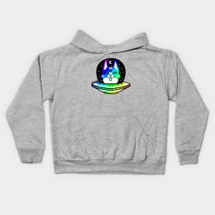 Rainbow UFO Alien Space Corgi Kids Hoodie